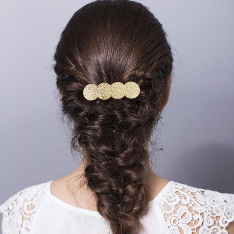 Dizila 8 Pieces Simple Rectangular Oval Star Gold Metal French Hair Barrettes Automatic Spring Snap Hair Clips Clamps Grips Accessories for Women Girls - Image 3